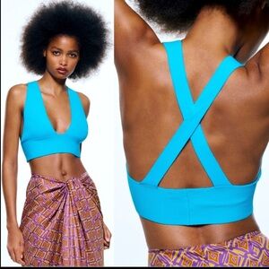 Zara brand new Blue Cross-Back Bralette you cannot miss